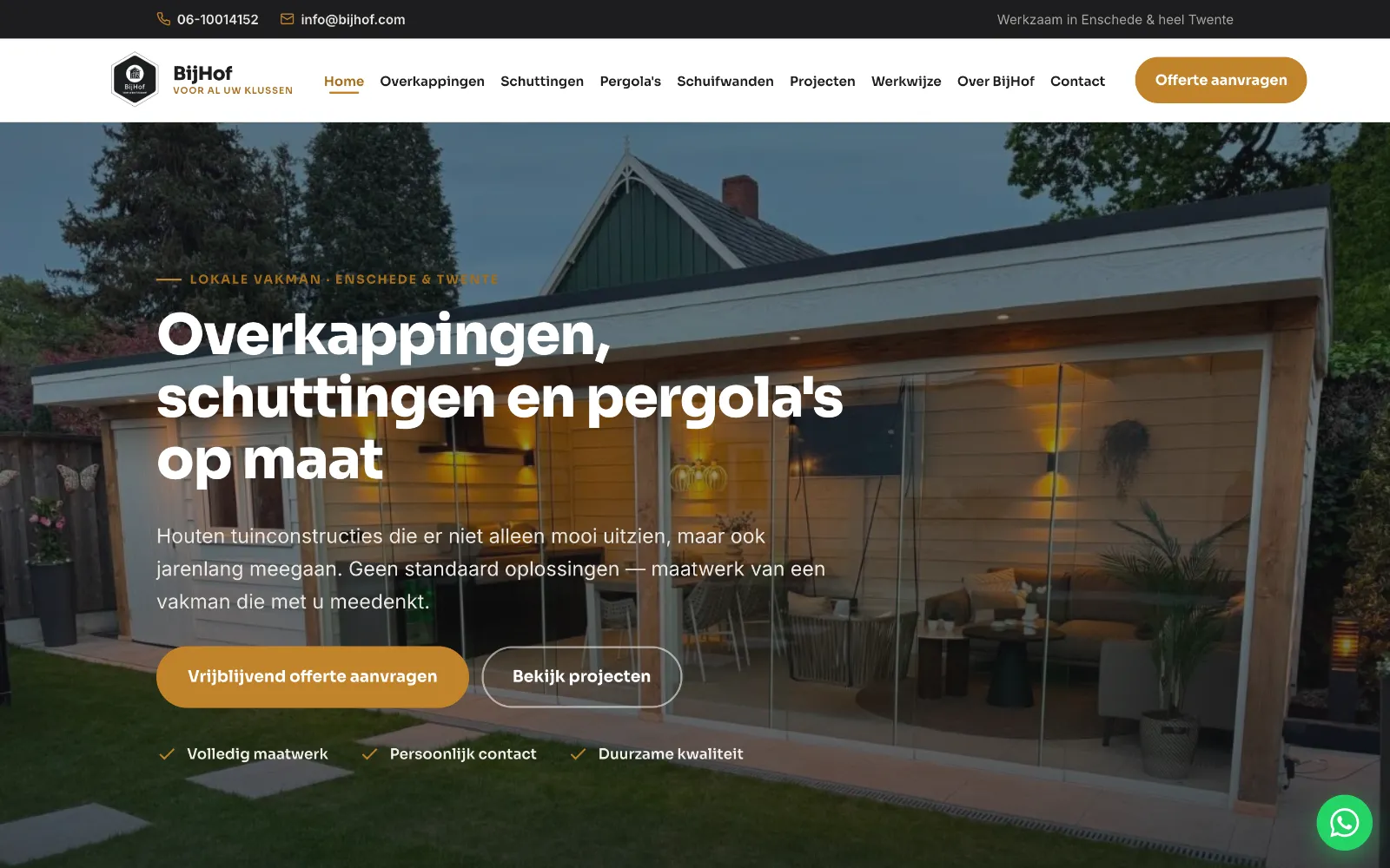 De homepage van BijHof op een laptop