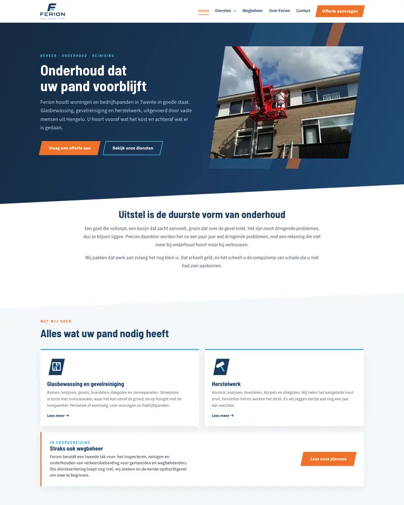 De homepage van Feriongroep