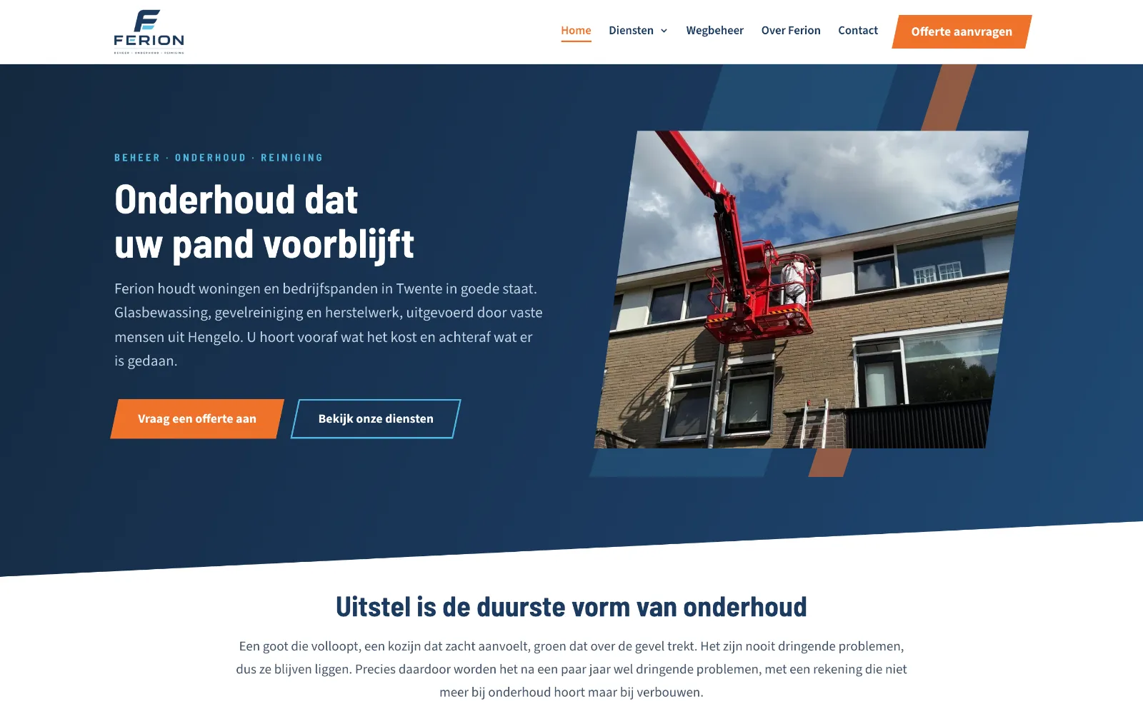 De homepage van Feriongroep op een laptop
