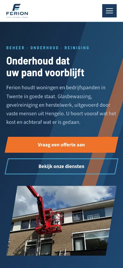De homepage van Feriongroep op een telefoon