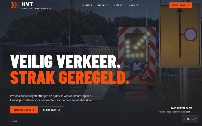 Website van Hermelink Verkeerstechniek uit Hengelo, gebouwd door FayLux Media