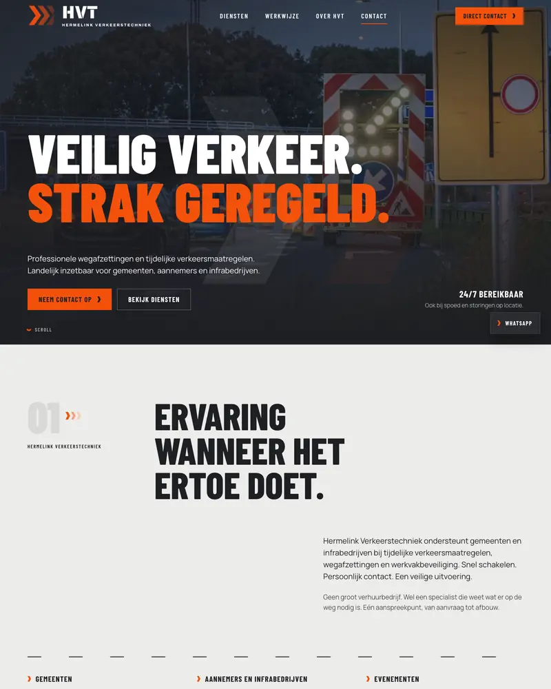 De homepage van Hermelink Verkeerstechniek