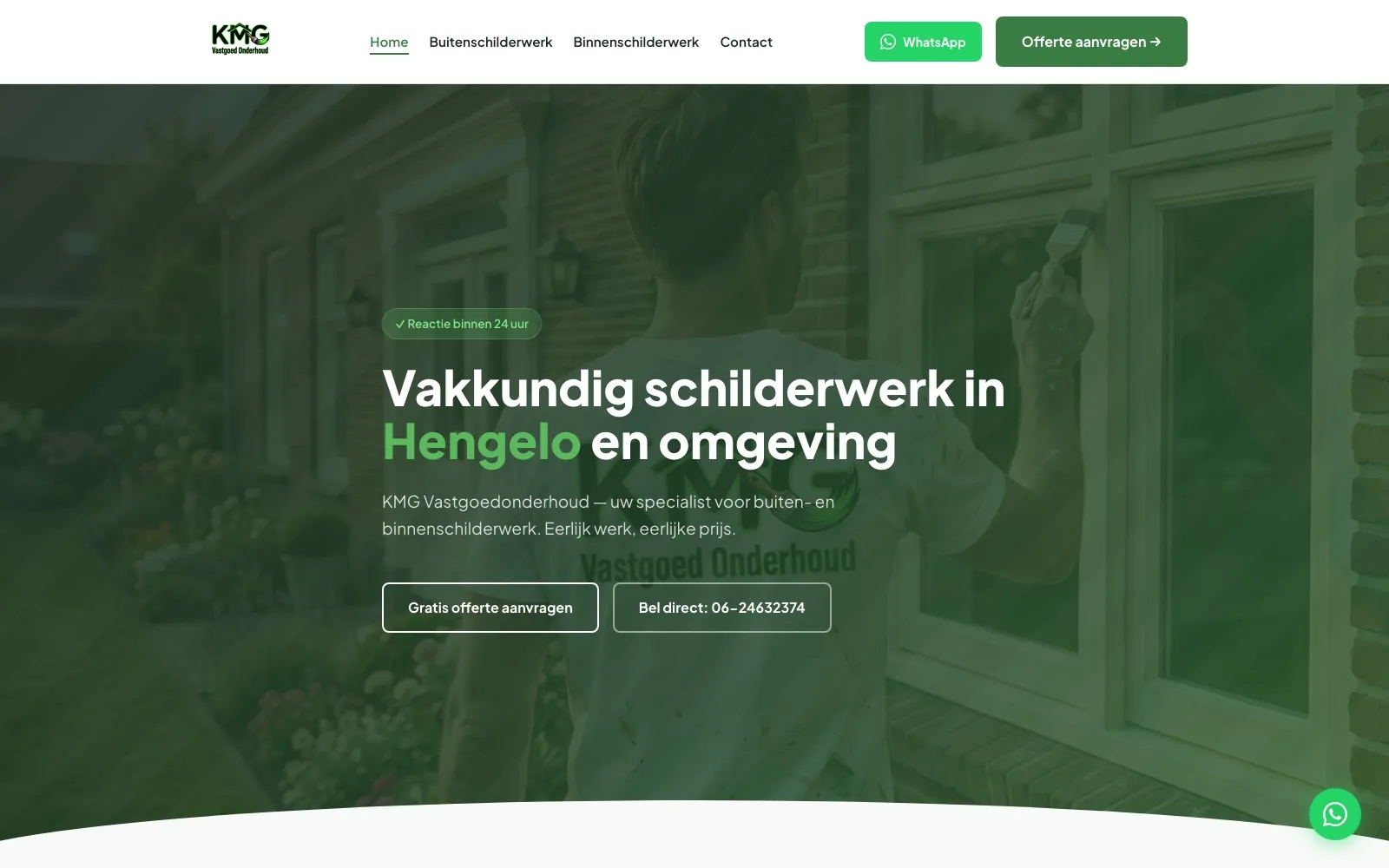 Website die ik bouwde voor KMG Vastgoedonderhoud