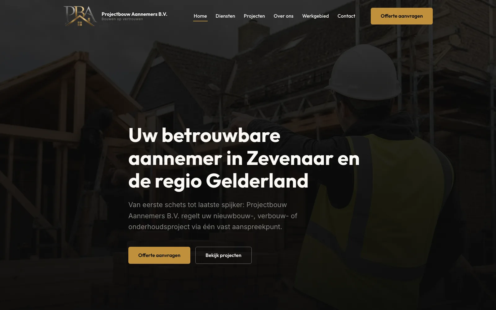 Website die ik bouwde voor Projectbouwaannemers B.V