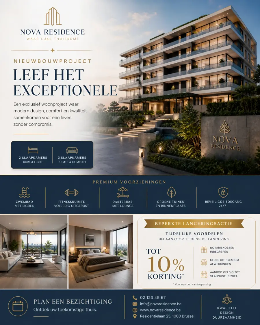 Content poster voor een nieuwbouwproject: luxe appartementen met lanceringsactie
