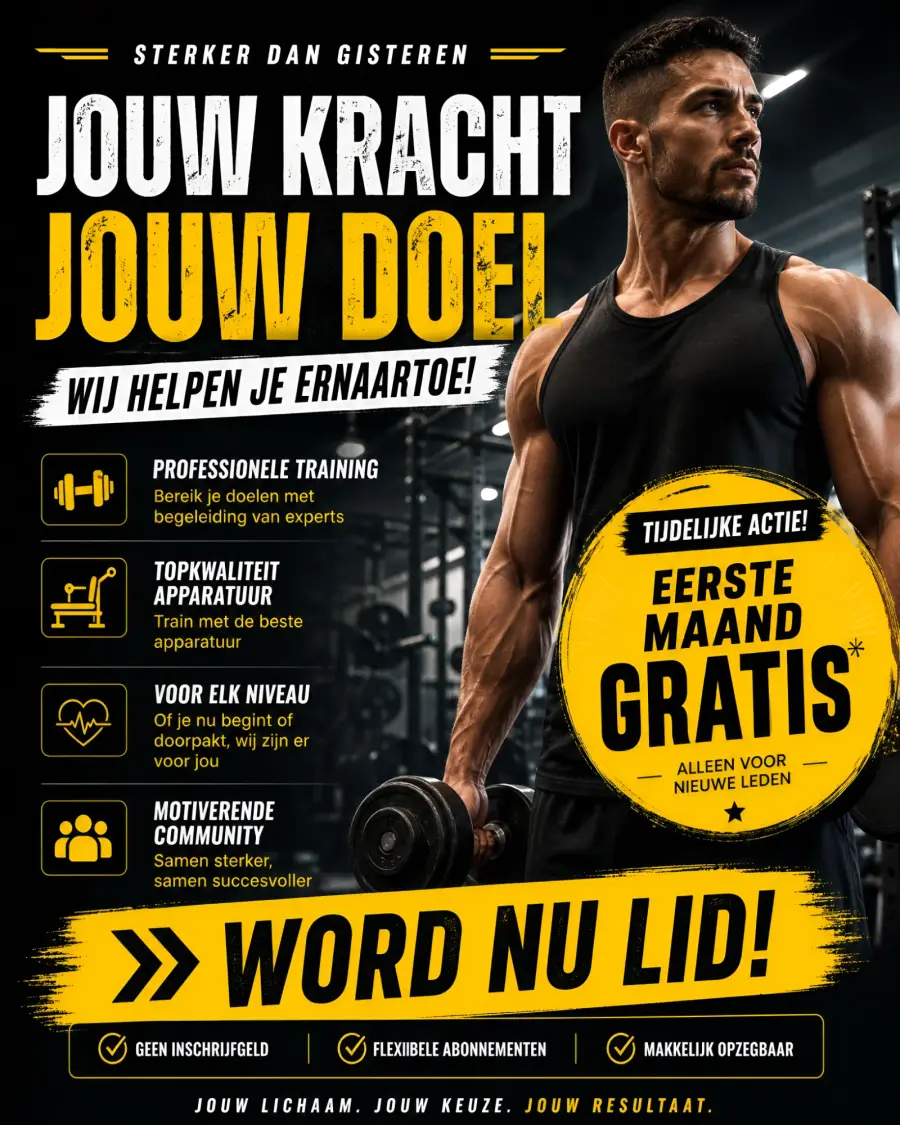 Content poster voor een sportschool: eerste maand gratis voor nieuwe leden
