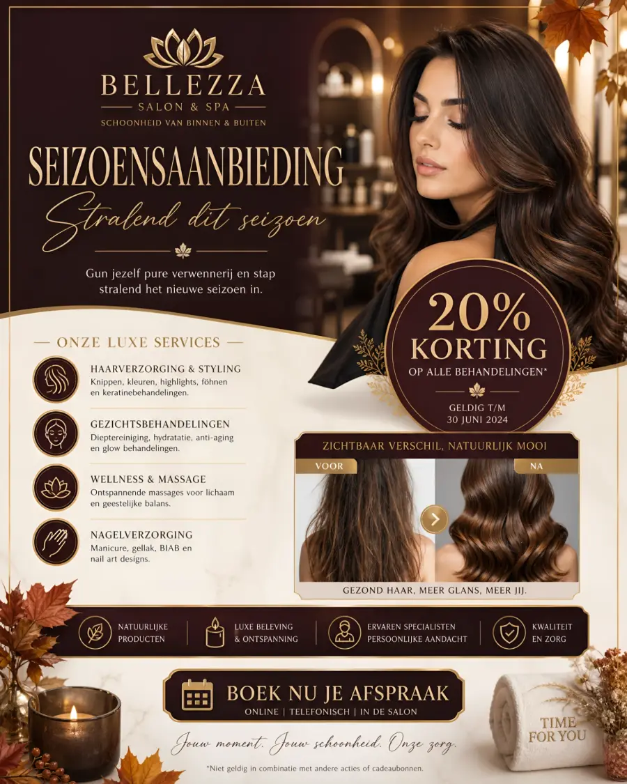 Content poster voor een salon en spa: seizoensaanbieding op behandelingen