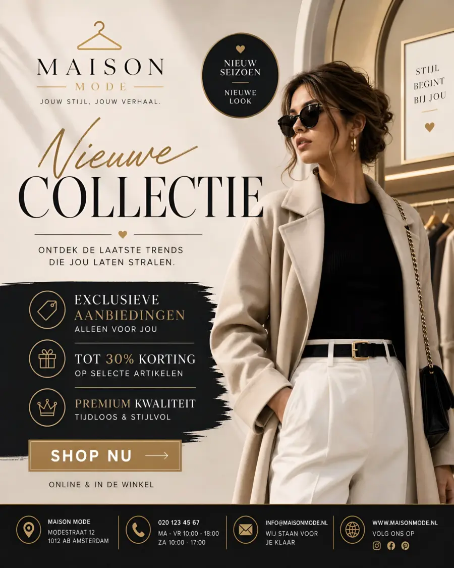 Content poster voor een modewinkel: nieuwe collectie met aanbiedingen